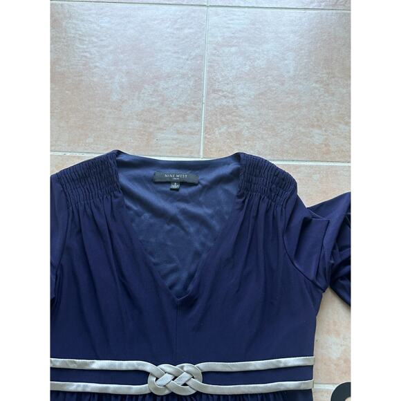 New‎ without tags ! NINE WEST Hot 9 Waist detail Dress Navy S8 - Picture 6 of 8